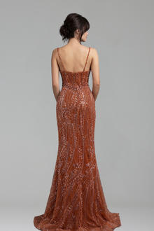 Mermaid Dress with Slit Spaghetti Straps - LAROSABRIDE