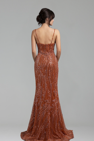 Mermaid Dress with Slit Spaghetti Straps - LAROSABRIDE