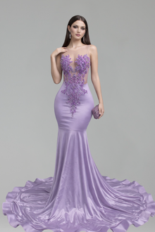 Sheer Lace Mermaid Gown - LAROSABRIDE