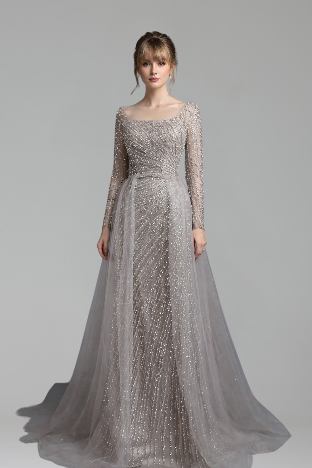 Beaded Mermaid Gown with Skirt - LAROSABRIDE