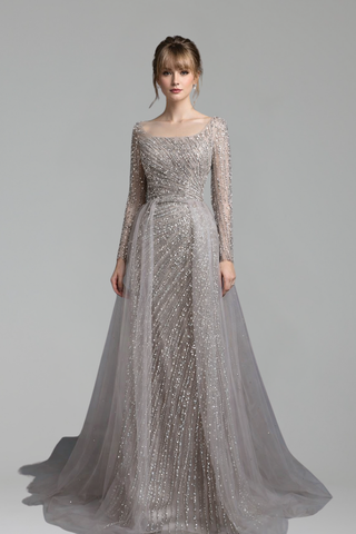 Beaded Mermaid Gown with Skirt - LAROSABRIDE