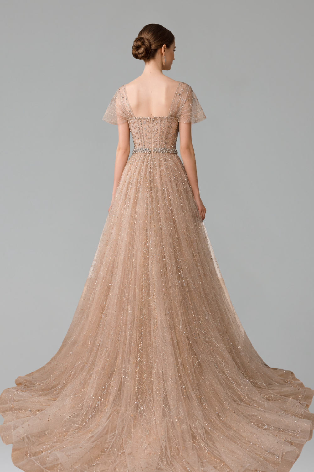 A-Line Beaded Backless Dress-Larosabride