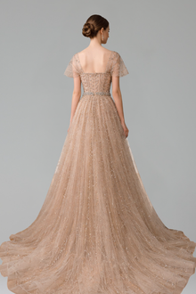 A-Line Beaded Backless Dress-Larosabride