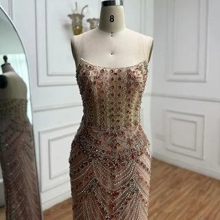 Ships in 2 to 5 Days -2025 Custom Green Saudi-Inspired Evening Dress – Strapless Beaded Formal Gown