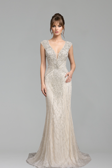 Beaded Sleeveless Mermaid Dress - LAROSABRIDE