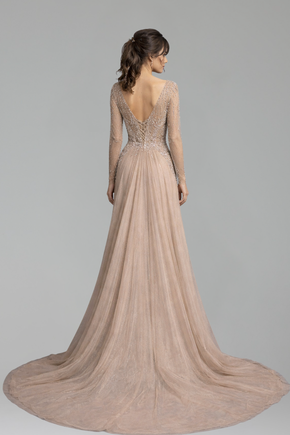 Square-Neck Pearl-Beaded Dress - LAROSABRIDE