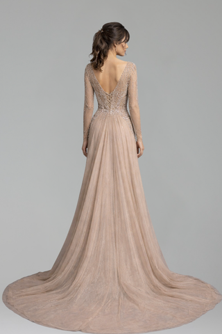 Square-Neck Pearl-Beaded Dress - LAROSABRIDE