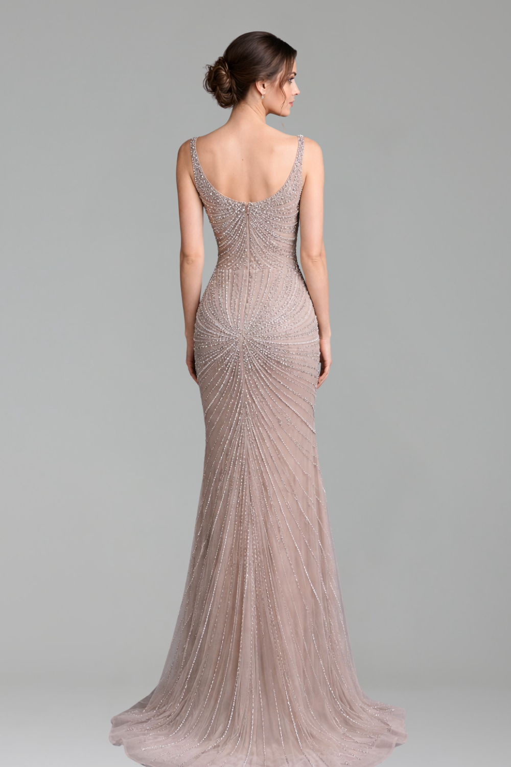 Pearl-Beaded Spaghetti Mermaid Dress-Larosabride