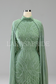 Emerald Beaded Cape Gown-Larosabride