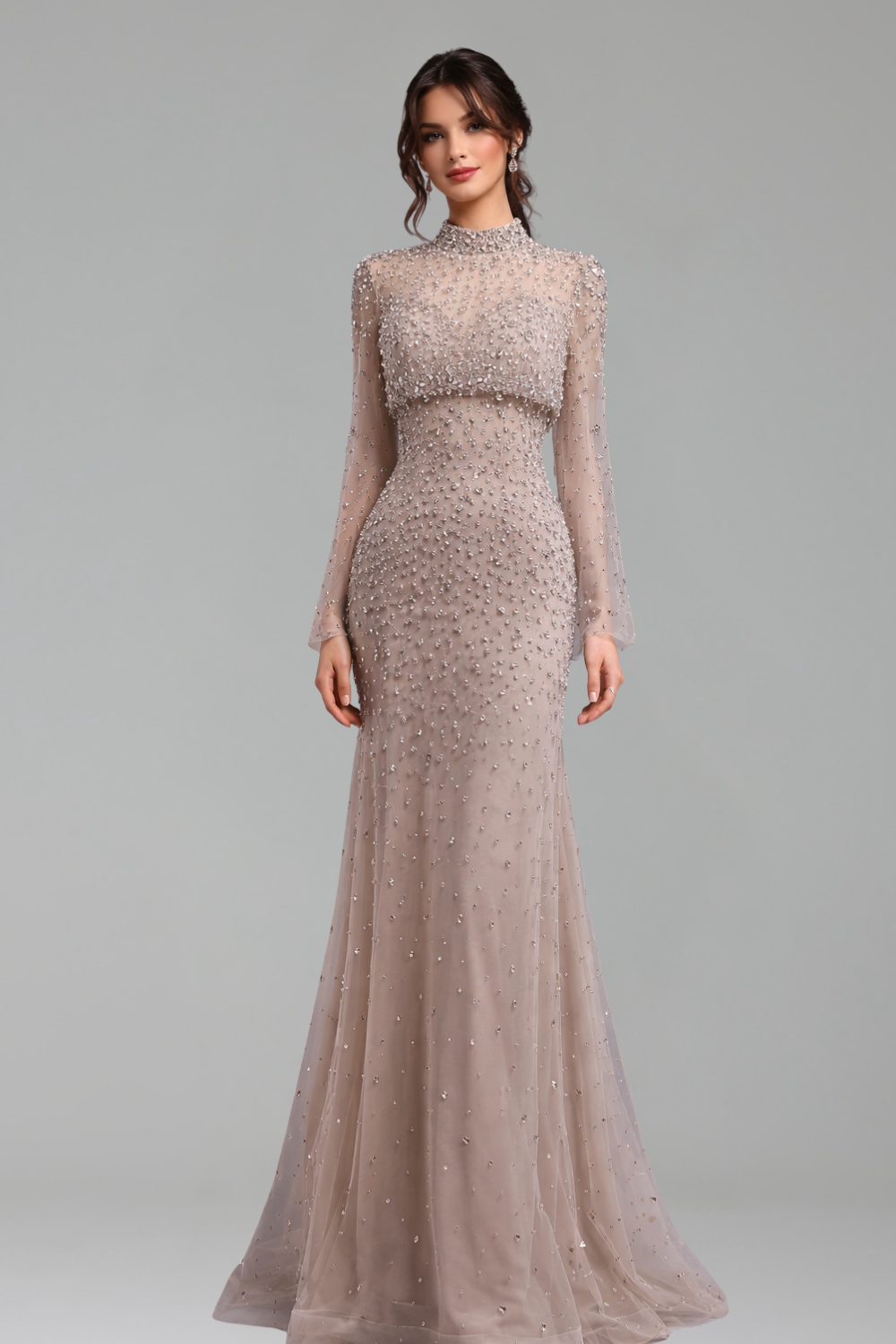 Turquoise Beaded Mermaid Gown with Detachable Top - LAROSABRIDE