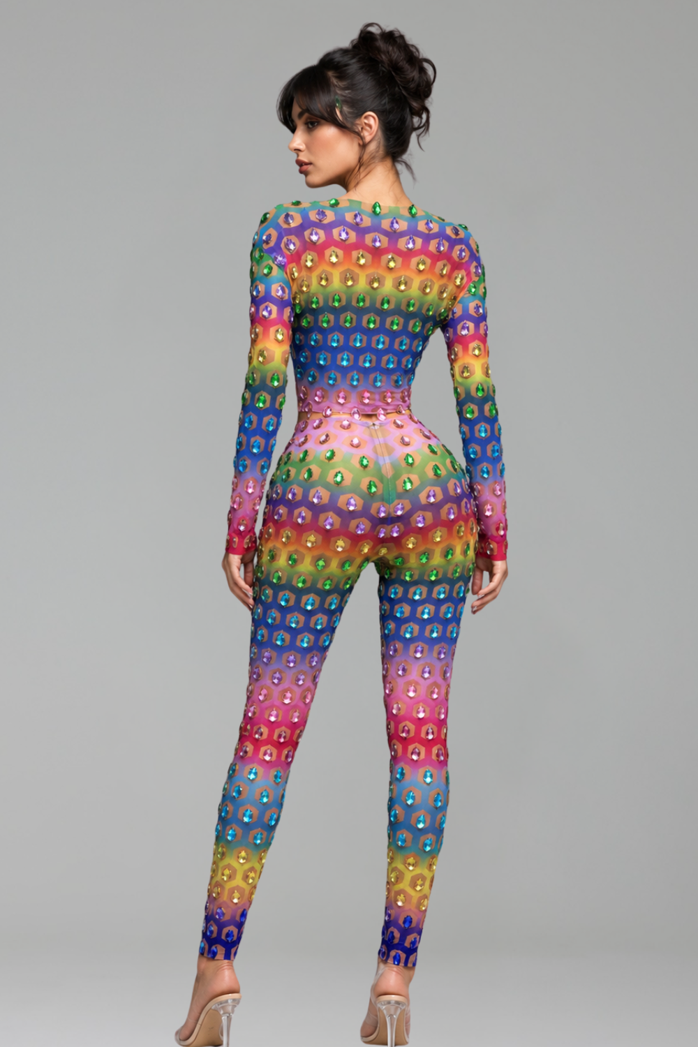 Rainbow Crystal Embellished Two Piece Set - LAROSABRIDE