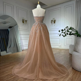 Ships in 2 to 5 Days - 2025 Custom Turquoise Strapless Mermaid Evening Gown – Saudi-Inspired Formal Dress with Overskirt