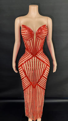 Geometric Striped Bodycon Dress-Larosabride