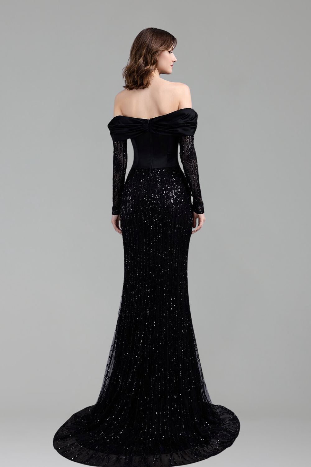 Off-Shoulder Beaded Dress-Larosabride