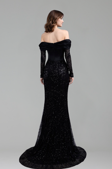 Off-Shoulder Beaded Dress-Larosabride