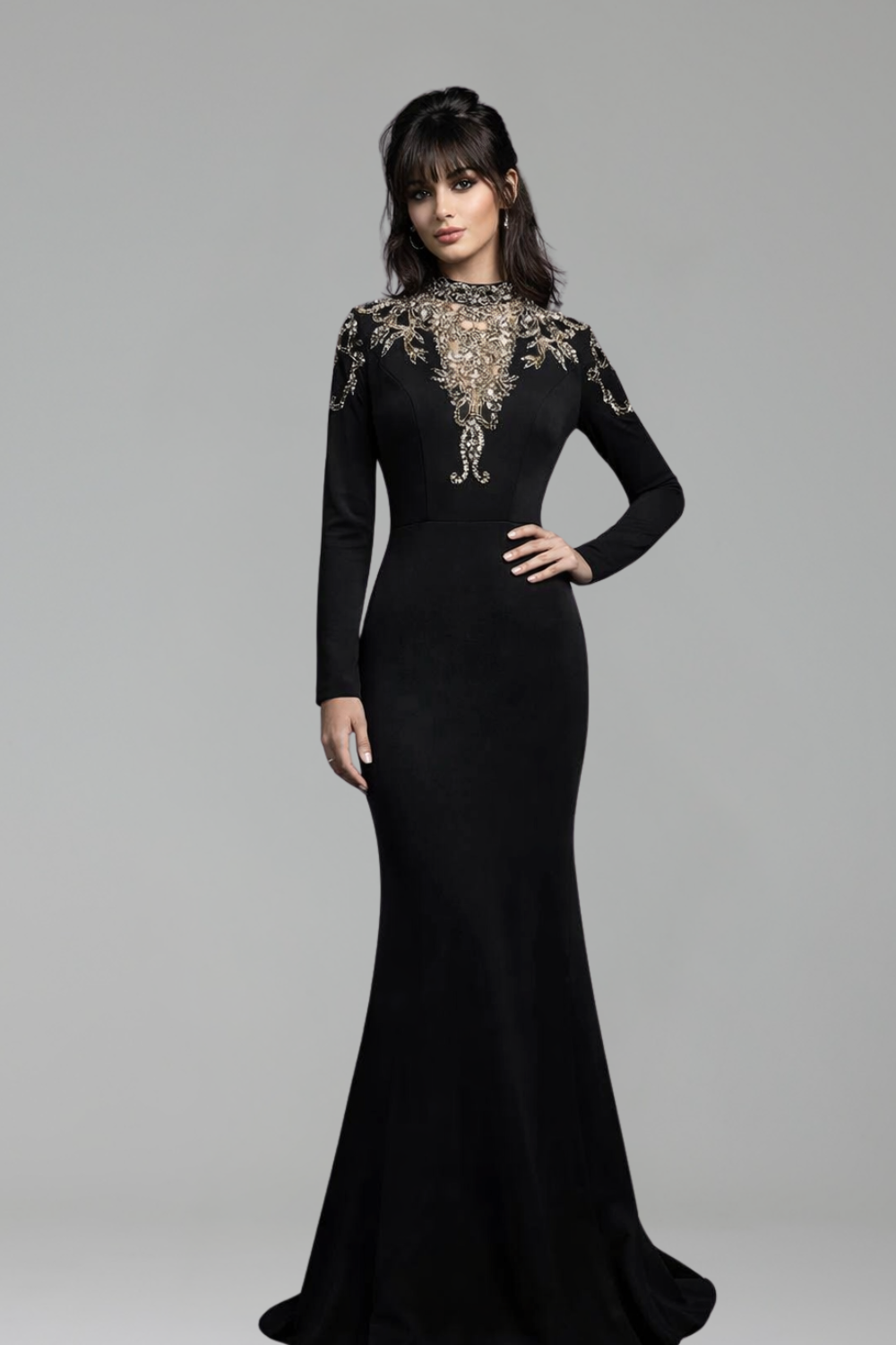 Satin Beaded Mermaid Gown - LAROSABRIDE