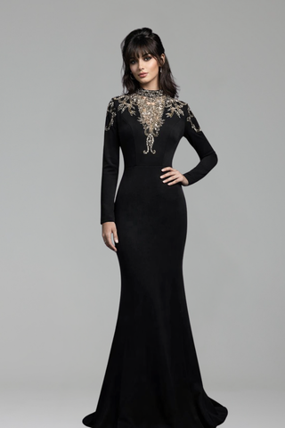 Satin Beaded Mermaid Gown - LAROSABRIDE