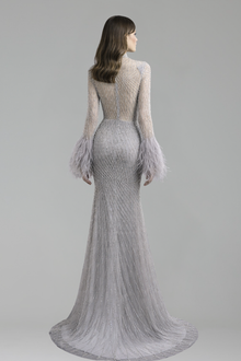Beaded Feather Mermaid Dress - LAROSABRIDE