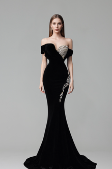 Off-Shoulder Embellished Column-Larosabride