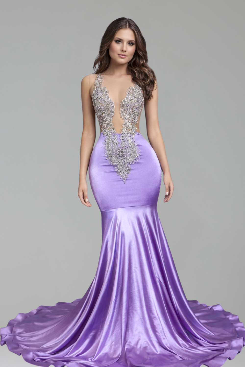 Plunge Beaded Mermaid Train-Larosabride