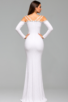 Pearl Embellished Mermaid Gown - LAROSABRIDE