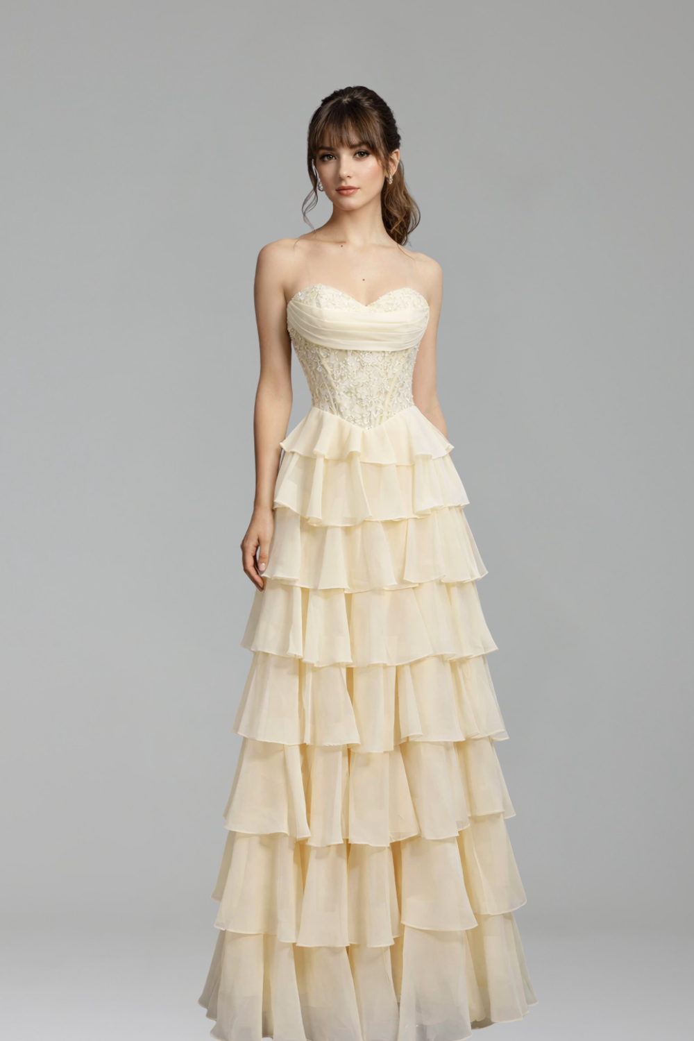 Lace Strapless Beaded Corset A-Line - LAROSABRIDE