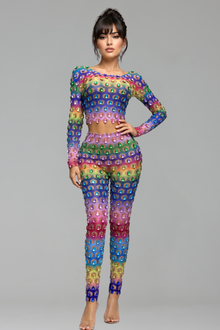 Rainbow Crystal Embellished Two Piece Set - LAROSABRIDE