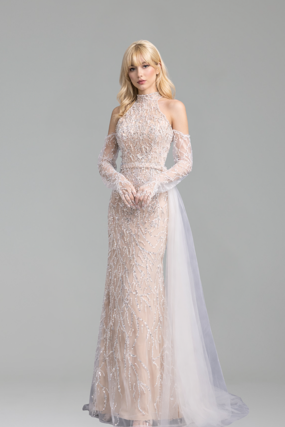 Halter Mermaid Gown With Glove - LAROSABRIDE