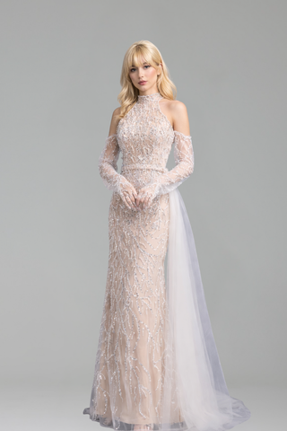 Halter Mermaid Gown With Glove - LAROSABRIDE
