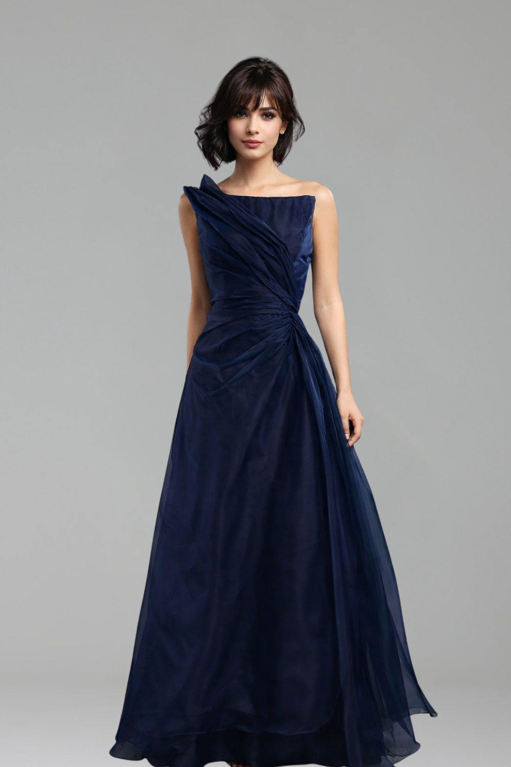A-Line Evening Dress with Draped Shoulder - LAROSABRIDE