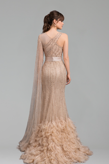 Feather Beaded Mermaid Dress - LAROSABRIDE