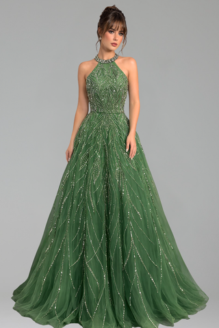 Halter Mermaid Evening Dress - LAROSABRIDE
