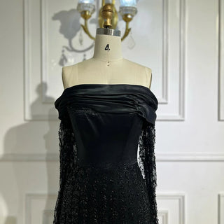 Ships in 2 to 5 Days - Elegant Arabic Off-Shoulder Evening Dress – Luxury Beaded Gown for Formal Occasions