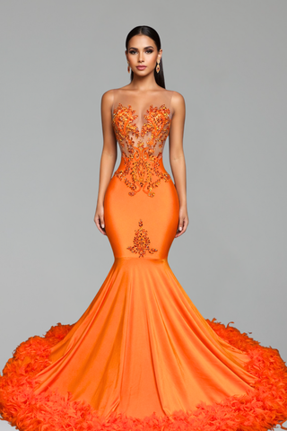 Feather Hem Illusion Mermaid