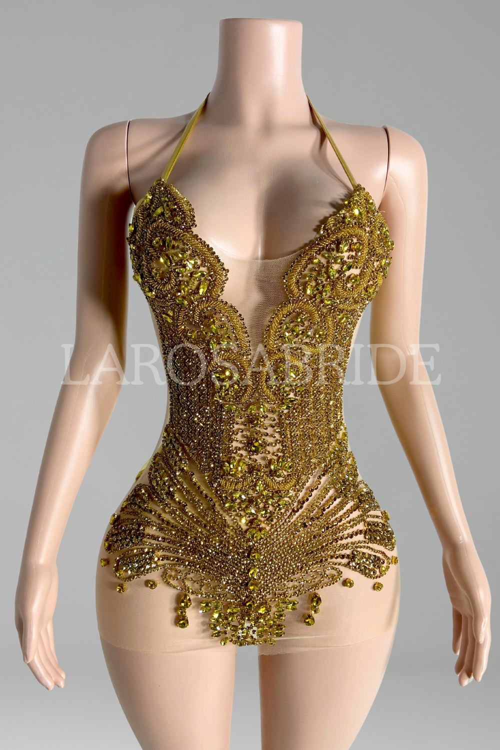 Golden beaded detailed bodysuit-Larosabride