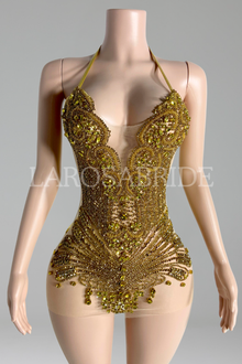 Golden beaded detailed bodysuit-Larosabride