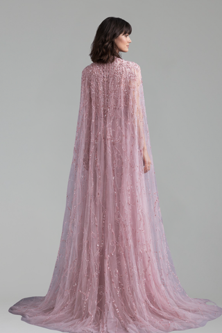 Silver Beaded Modest Gown - LAROSABRIDE