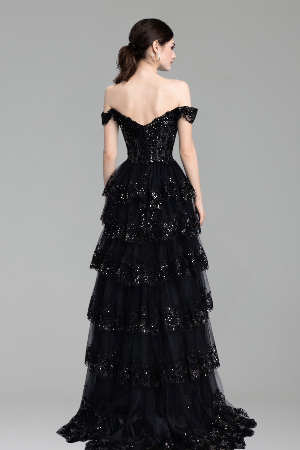 Spaghetti Strap High-Slit Lace A-Line Dress-Larosabride