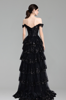 Spaghetti Strap High-Slit Lace A-Line Dress-Larosabride