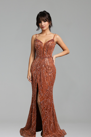 Mermaid Dress with Slit Spaghetti Straps - LAROSABRIDE