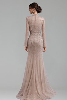 Turquoise Beaded Mermaid Gown with Detachable Top - LAROSABRIDE