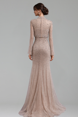 Turquoise Beaded Mermaid Gown with Detachable Top - LAROSABRIDE