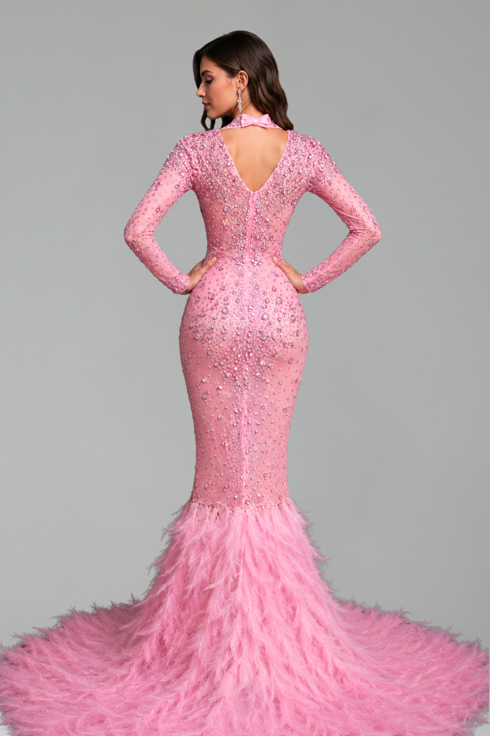 Crystal Feather Mermaid Gown - LAROSABRIDE