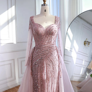 Blush Crystal-Draped Couture Gown