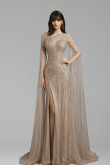 Cape Sleeves Mermaid Nude Evening - LAROSABRIDE