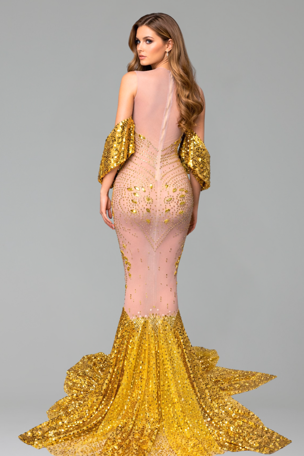 Sequin Mermaid Train Gown-Larosabride