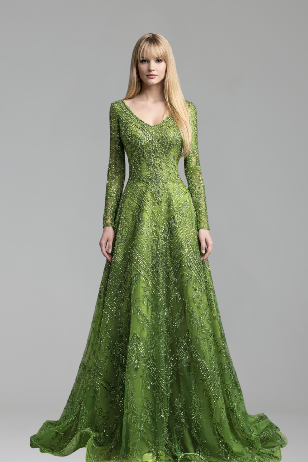 Embroidered V-Neck A-Line Dress - LAROSABRIDE