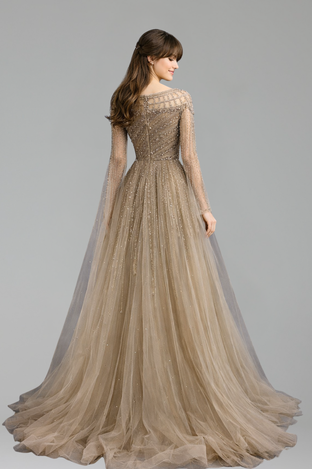 Beaded Cape Dress - LAROSABRIDE