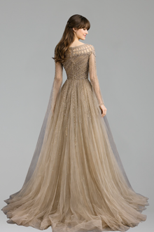 Beaded Cape Dress - LAROSABRIDE