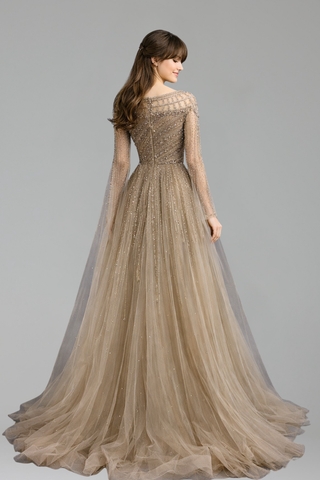 Beaded Cape Dress - LAROSABRIDE